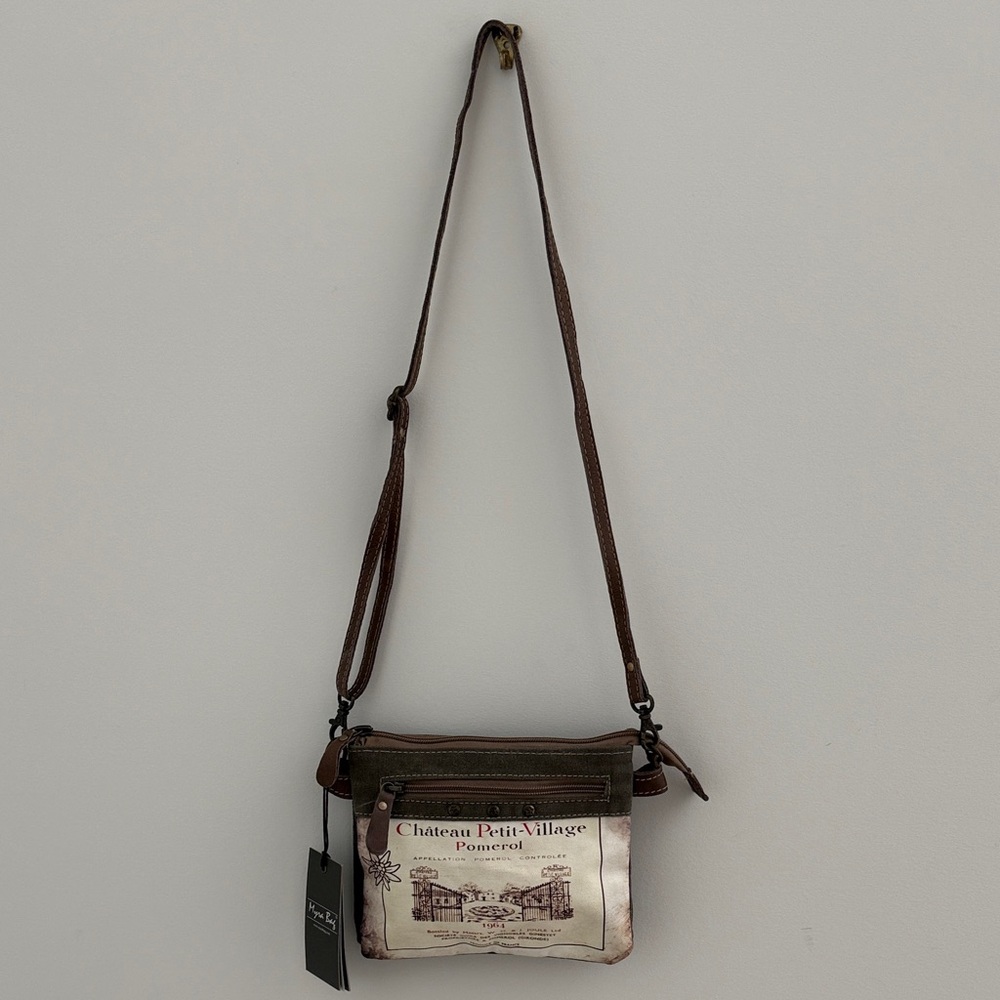 Myra Bag Vintage Print Crossbody in Brown and Cream